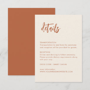 D'accompagnement Dessert Boho Rust Détails Mariage Carte de boîtier