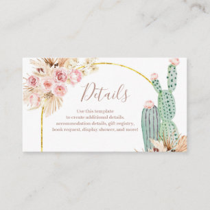D'accompagnement Détail Carte Boho Cactus Fleurs Roses Pampas Grass