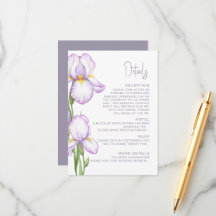 Détails de la carte incluse pour le mariage. 