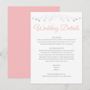 D'accompagnement Détails de mariage élégant rose et gris Carte de b