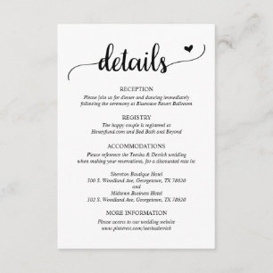 D'accompagnement Détails du mariage, carte de boîtier de script rus