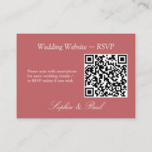 Elegant Dusty Rose rose QR Code Site Web Carte RSV