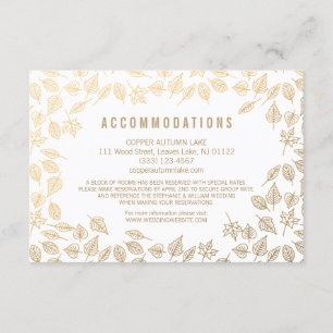 D'accompagnement Elégant Leaves d'Automne Gold Carte d'Hébergement