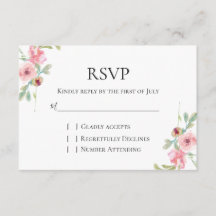 Elégant mariage rose floral carte RSVP