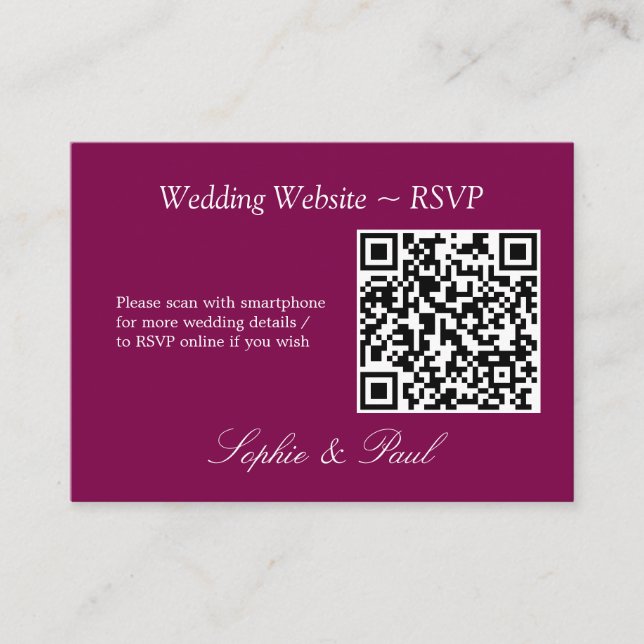 D'accompagnement Elegant Mulberry QR Code Site Web Carte RSVP (Devant)