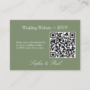D'accompagnement Elegant Sage Green QR Code Site Web Carte RSVP