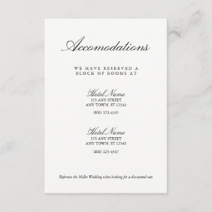 D'accompagnement Elégante carte d'hébergement Mariage noir blanc