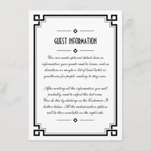 D'accompagnement Elégante carte d'insertion Mariage Art Déco Cadre 