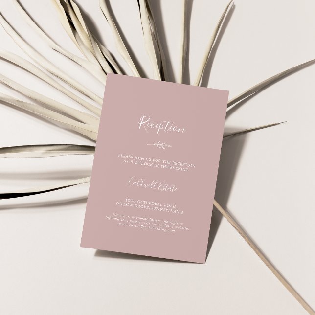 D'accompagnement Feuille minimale | Dusty Rose Réception Carte de b (Créateur téléchargé)