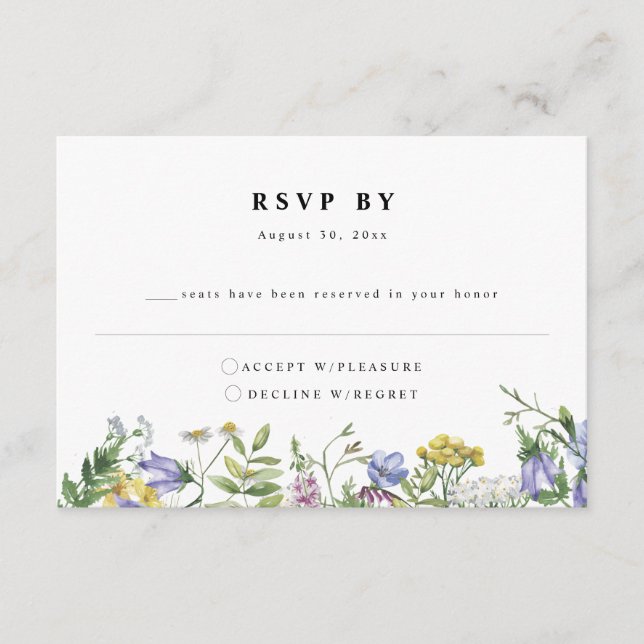 D'accompagnement Fleur sauvage Garden Boho Wedding Carte RSVP (Devant)