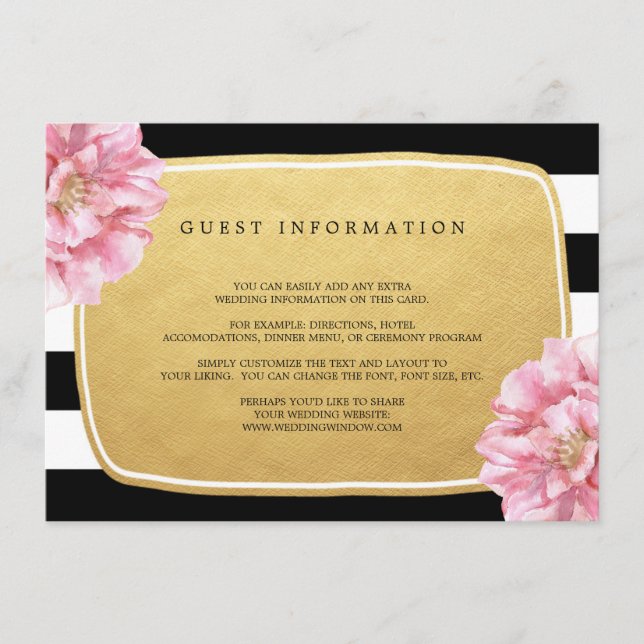 D'accompagnement Floral Chic Mariage Insertion Carte / Or (Devant)