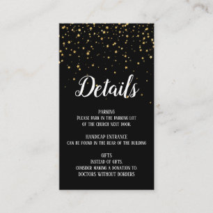 D'accompagnement Gold Confetti sur Black Details Insérer une carte