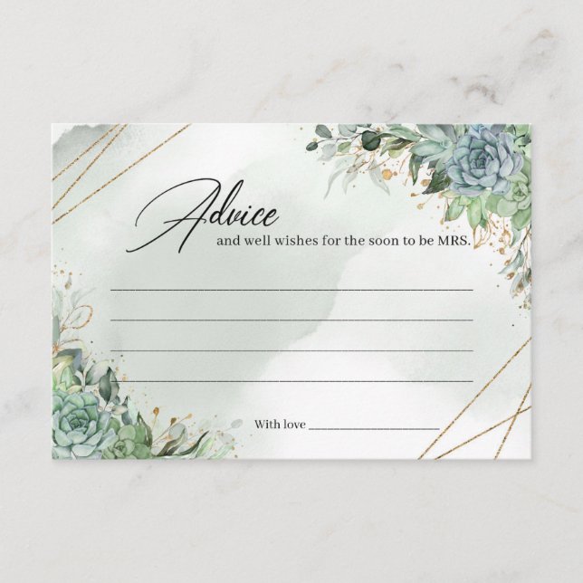 D'accompagnement Greeney succulent or cadre boho carte conseil (Devant)