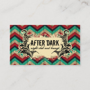 D'accompagnement Grunge Chevron Carte de visite Rouge Turquoise