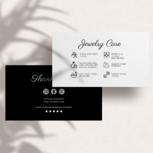 D'accompagnement Instructions pour la bijouterie Carte de remerciem