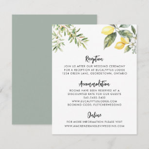 D'accompagnement Lemon Garden Wedding Details Carte de clôture