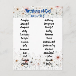 D'accompagnement Les attributs de Dieu Alphabet Floral Carte person