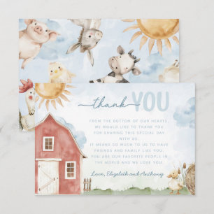 D'accompagnement Lettre Carte de remerciements animal de ferme de l