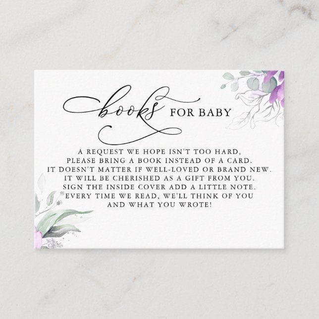 D'accompagnement Livres Pour Baby Silver Greenery Demande Carte (Devant)