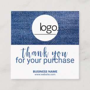 D'ACCOMPAGNEMENT LOGO BLEU DENIM MODIFIABLE CARTE DE REMERCIEMENTS