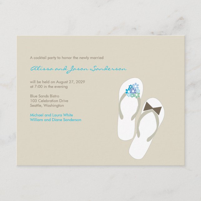 D'accompagnement M. & Mme Flip Flops Carte de réception de mariage  (Devant)