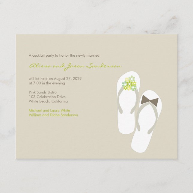 D'accompagnement M. & Mme Flip Flops Carte de réception de mariage  (Devant)