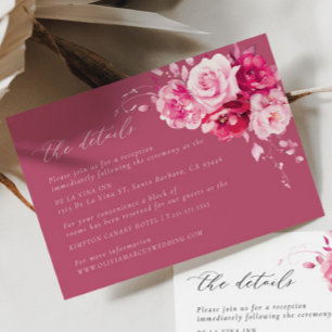 D'accompagnement Magenta Hot Rose Mariage Détails Carte de boîtier