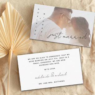 D'accompagnement Mariage simple moderne juste marié Carte photo