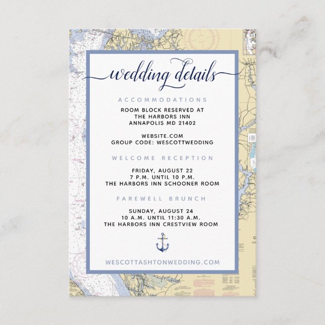 D'accompagnement Marine moderne #Mariage Annapolis MD Carte nautiqu (Devant)
