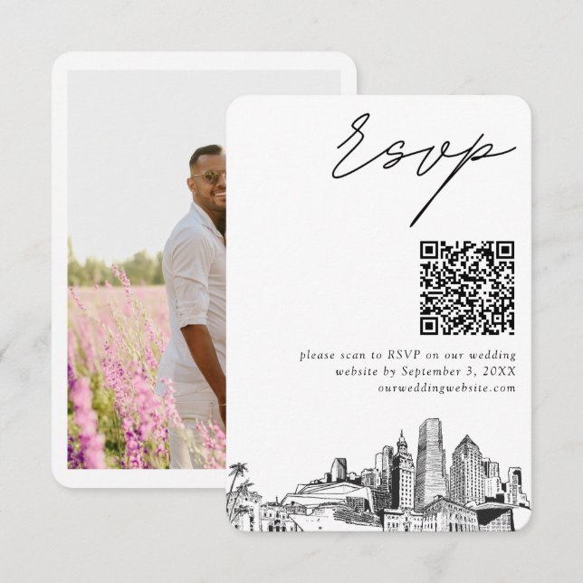 D'accompagnement Miami Mariage RSVP QR Code carte petit boîtier (Devant / Derrière)