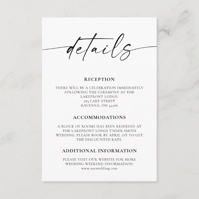 D'accompagnement Mini-Script Mariage Détails Carte de boîtier (Devant)