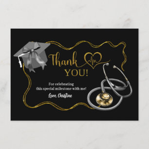 D'accompagnement Noir Bow Coquette Infirmière Carte de remerciement