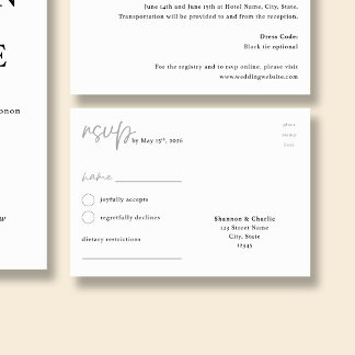 D'accompagnement NORA | Carte de réponse minimaliste pour mariage