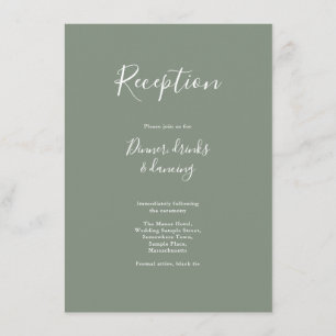 D'accompagnement Olive Green Minimal Carte de réception de mariage