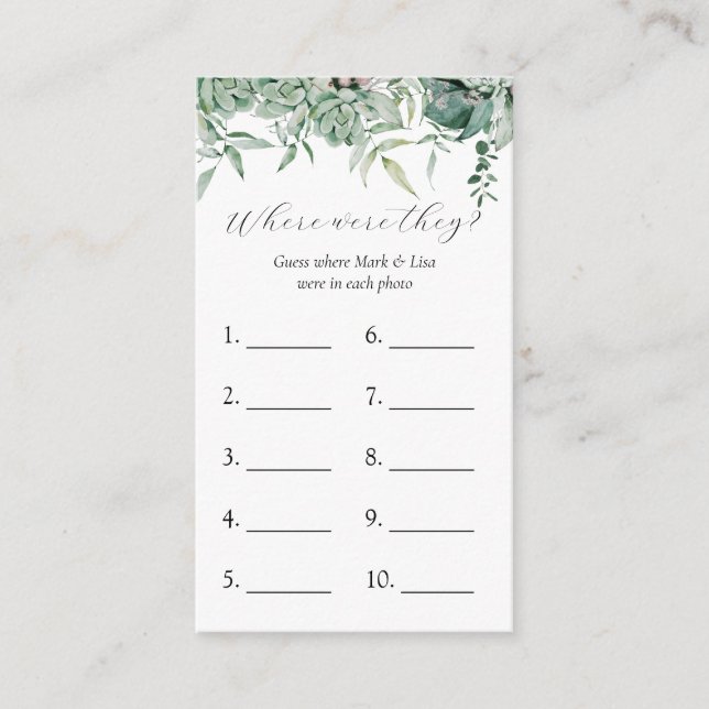 D'accompagnement Où Étaient-Ils ? Carte de jeu Fête des mariées (Devant)