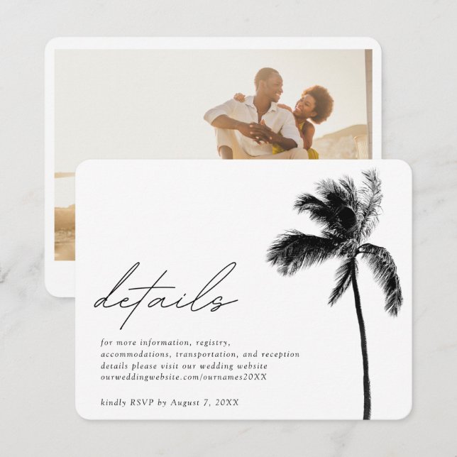 D'accompagnement Palm Tree Mariage Détails Carte de boîtier (Devant / Derrière)