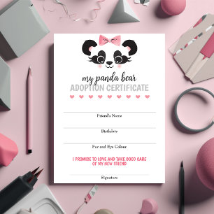 D'accompagnement Panda Bear Pink Adoptez Une Carte De Jeu D'Ami Ani