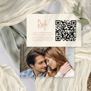 D'accompagnement Photo Script Terracotta Cream QR Wedding Carte RSV
