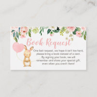 Pink Floral Bunny Demande de carte Insérer
