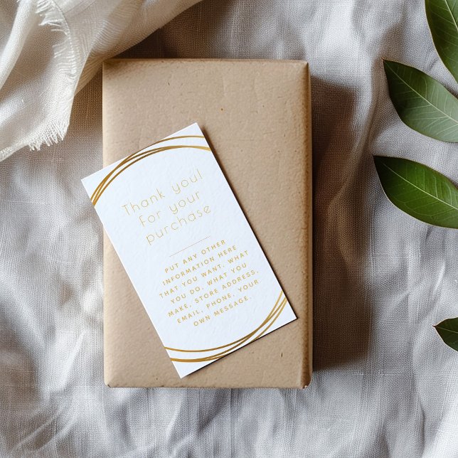 D'accompagnement Plaques d'or insérez la carte pour les commandes c (Gold rings insert Card for customer orders saying "Thank you for your purchase")