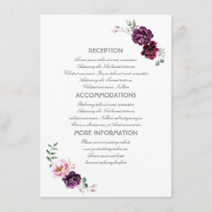 D'accompagnement Plum Purple Flowers Information Mariage Carte d'hô