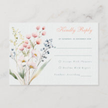 Romantique pastel floral Mariage carte RSVP