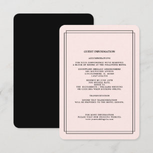 D'accompagnement Rose pâle Carte de détails Mariage noir