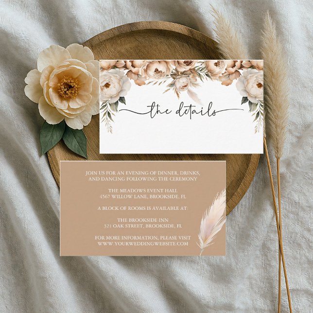 D'accompagnement Rustic Boho Mariage Détails Carte de boîtier (Créateur téléchargé)