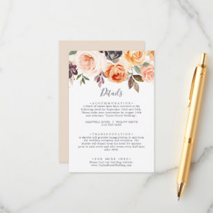 D'accompagnement Rustic Earth Floral Détails Mariage Carte de boîti