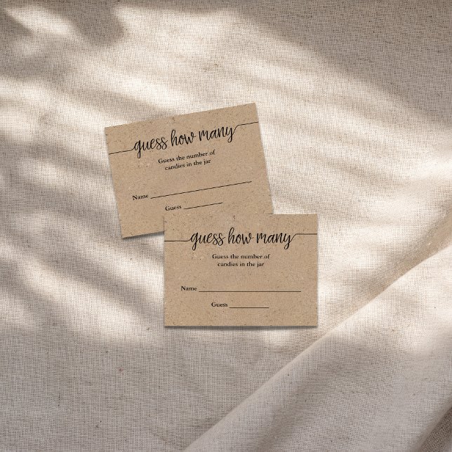 D'accompagnement Rustic Kraft Script Devine Combien De Carte De Jeu (Créateur téléchargé)