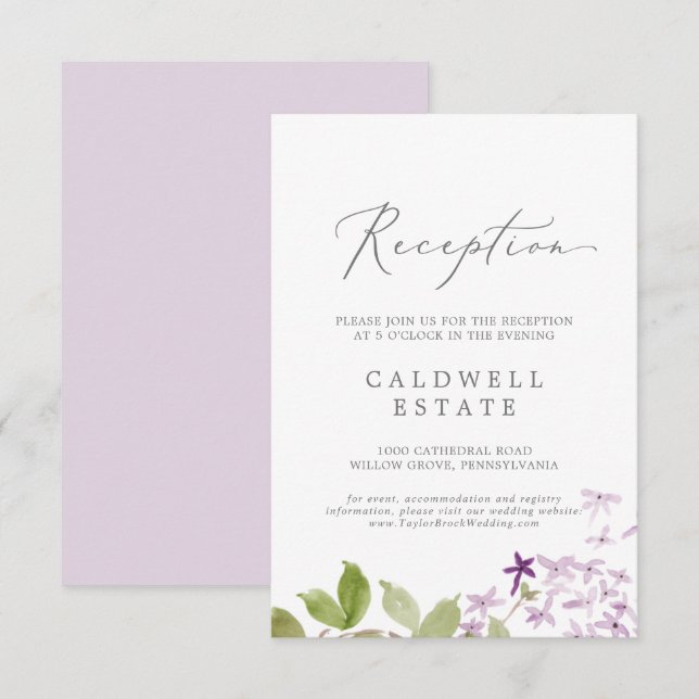 D'accompagnement Rustique Lilac Mariage Réception Insertion Carte (Devant / Derrière)