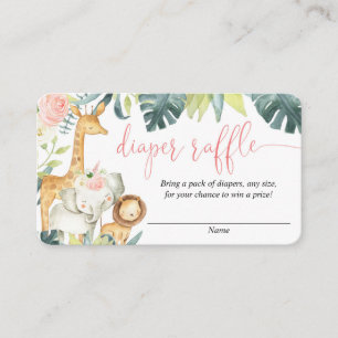 D'accompagnement Safari animaux rousse rose fille carte de tombola