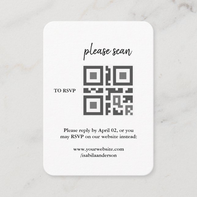 D'accompagnement Simple moderne RSVP avec carte de boîtier de code  (Devant)