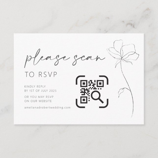D'accompagnement Site mariage Carte de boîtier QR Code RSVP Moderne (Devant)